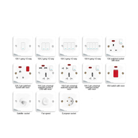VBQN 86 Panel 3 Gang 2 Way Interrupteurs muraux Gamme UK Mur blanc Interrupteur de lumière ondulé moderne