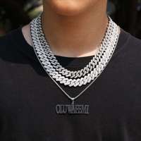 Collier Ras-du-Cou Miami Chaîne Cubaine Hip Hop 14 mm avec Zircone Cubique AAA et Bijoux Sertis – Chaînes Tendance