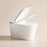 WC intelligent monobloc à chasse automatique par capteur, cuvette ronde, à poser au sol, avec télécommande