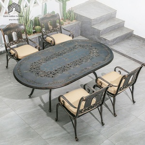 Ensemble de table et chaises en aluminium moulé pour l'extérieur, meubles modernes et durables, pour villa, jardin, balcon, salon, imperméable, protection solaire, 4 places - Product Image 3