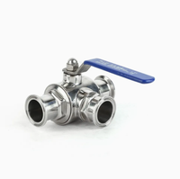 Vanne à boisseau sphérique sanitaire à trois voies Tri-Clamp en acier inoxydable SS304/316L, type T/L, PN10, qualité alimentaire, pour le contrôle manuel du débit dans les secteurs des boissons et de la pharmacie
