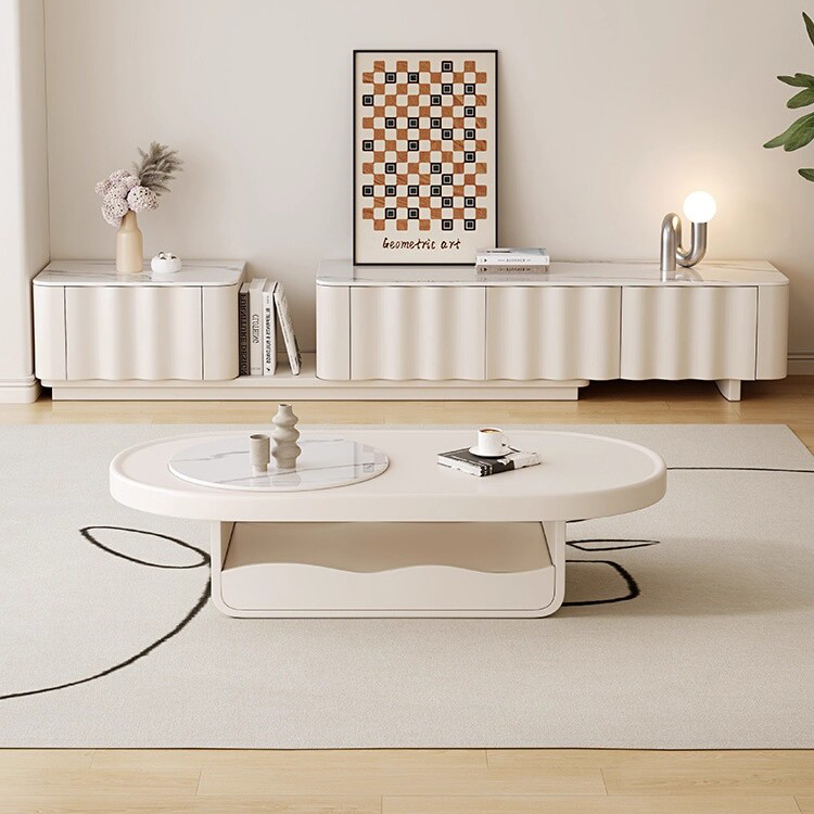 Modern Luxury Marble Wood Tv Stand