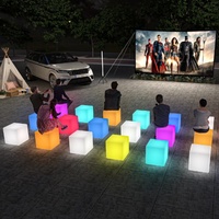 Meubles de fête lumineux en forme de cube pour s'asseoir, tables et chaises LED pour boîte de nuit, table pour bar de boîte de nuit, éclairage extérieur pour bar et chaises