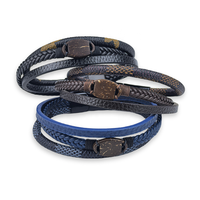 NFC Coquille De Noix De Coco Classique Bracelet En Cuir Boucle Magnétique 13.56MHZ RFID Smart Bracelet Contrôle D'accès OEM NFC Cadeaux D'affaires