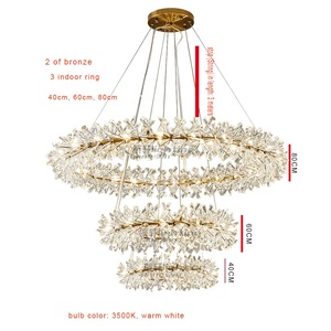 Sang Trọng LED Ba-Câu Chuyện Trần Trần Đèn Chùm Chiếu Sáng Phòng Khách Phòng Ăn Hiện Đại Pha Lê Vòng Mặt Dây Chuyền Đèn - Product Image 2