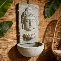 Fontaine murale décorative en résine de fibre de verre, alimentée par énergie solaire avec batterie ou électrique, portable, pour l'intérieur et l'extérieur, avec motif Bouddha