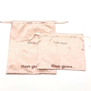 Custom Hair Wig <b>Extension</b> Packaging Drawstring Satin Bag Lingerie Clothing Silk Satin Gift Bag With Custom Logo - Product Image 6