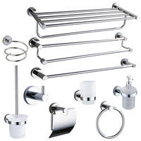 Porte-serviettes et étagère de rangement en acier inoxydable chromé, ensemble mural moderne et minimaliste pour salle de bain