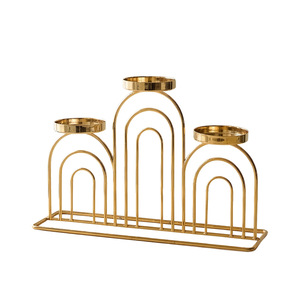 Iron <b>Candle</b> Holders Set Gold Metal <b>Arch</b> Design For Home Decoration Wedding Birthday Dinner Table Centerpiece - Product Image 5