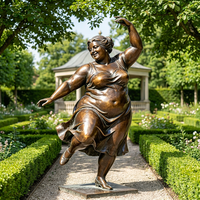 Statue de femme pulpeuse dansante en bronze moulé, grandeur nature, art populaire traditionnel, statue de jardin pour place publique, sculpture de jardin en bronze