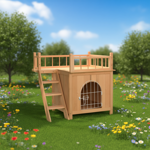 Maison d'extérieur pour chat à 2 étages Nature's Haven, en bois, avec balcon - Product Image 2
