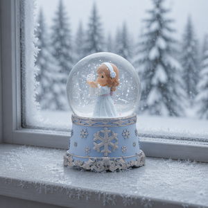 Globo di Neve con Angelo e Fiocchi di Neve, Sfera Musicale con Acqua - Product Image 5