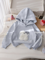 Nouvel ensemble pull pour filles printemps-automne, sweat à capuche élégant motif chien de dessin animé, tenue deux pièces en tricot pour bébé automne