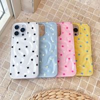 Pour 16promax Apple Ins couleur vague Point motif plissé 14 coréen 13P TPU étui de téléphone portable protecteur de caméra inclus