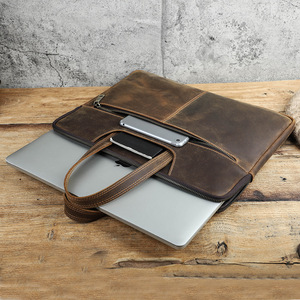 Maletín de Cuero Crazy Horse de Gran Capacidad para Hombre, Maletín de Cuero Genuino para Negocios y Oficina - Product Image 3