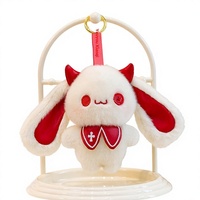 Porte-clés en peluche de haute qualité, super mignon, en polyester, avec cornes de diable rouges, pour enfants de 8 à 13 ans