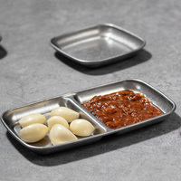 Rétro 304 acier inoxydable Barbecue assaisonnement Sauce plat 1/2/3/4 compartiments vaisselle coréenne Sauce soja trempette soucoupe plat