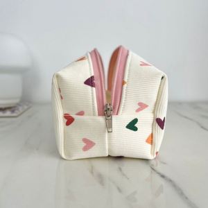 Custom Eco-Friendly Hearts Cotton Makeup Pouch Travel Zipper <b>Storage</b> for Bags Ladies Cute Cosmetic Organizer Bridesmaid - Product Image 5