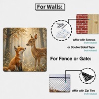 Décoration murale en aluminium avec peinture de renard et cerf, impression artistique carrée en aluminium