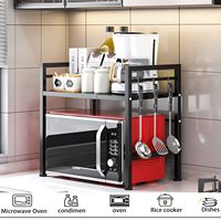 Hot Sale Erweiterbare Mikrowelle Rack Rack Regal 2 Ebenen Mikrowelle Stand Arbeits platte Organizer für die Küche