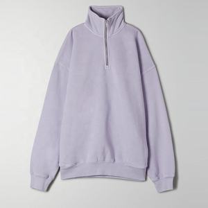 Unisex 1/4 Zip Pullover with Crew Neck Sweatshirt Women 80%cotton 20%polyester Hoodies Purple Oversized Pullover <strong>Jumper</strong> - Product Image 4