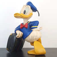 Boîte à bagages noire vintage avec statue de Donald Duck-Sculpture artisanale en résine de dessin animé pour la décoration de la maison