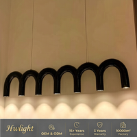 HW-3055 Nouvelle Suspension de Plafond Italienne en Forme de Vague M, Lampe Décorative Artistique Réglable pour Salle à Manger, Restaurant, Galerie