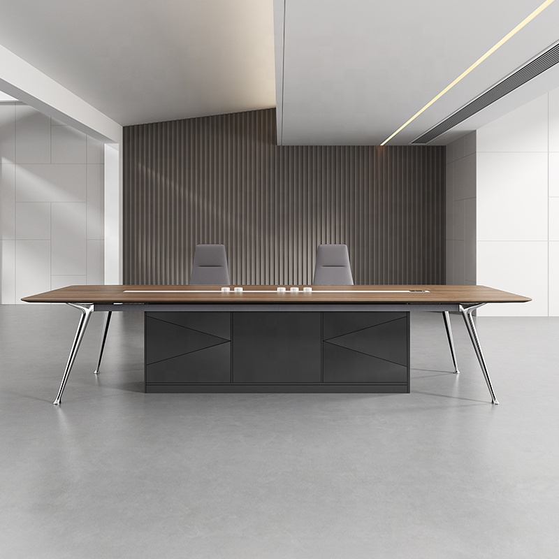 Nouveau design moderne Mobilier de bureau pour salle de réunion Table de réunion de conférence en noyer