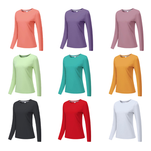 Automne nouveau haut à séchage rapide à manches longues femmes sport Fitness T-shirt respirant entraînement course chemise de gymnastique - Product Image 3