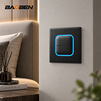 BAOBEN Prise murale ultra-fine en polycarbonate noire avec lumière LED, ports USB + Type-C pour usage domestique