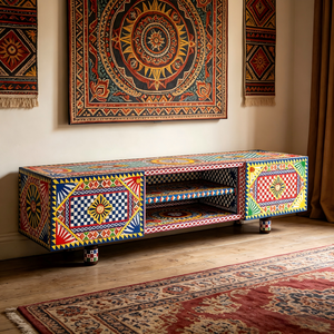 Buffet de style bohème moderne, <span class=keywords><strong>console</strong></span> TV de luxe en <span class=keywords><strong>bois</strong></span> massif pour appartement haut de gamme et salle d'exposition - Product Image 2