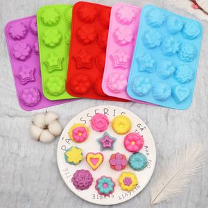 Molde de Silicona para Hornear Pasteles con Forma de Flor, Pentagrama y Corazón, 12 Cavidades, Venta al Por Mayor Personalizada - Product Image 1