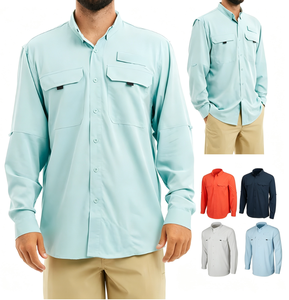 เสื้อตกปลาแขนยาว UPF 50 แห้งเร็ว ป้องกันแสงแดด สำหรับกิจกรรมกลางแจ้ง แคมป์ปิ้ง ติดกระดุม มีกระเป๋า - Product Image 1