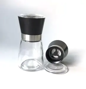 Top Seller 160ml 180ml Garrafa De Vidro Cerâmica Grinder Núcleo Sal e Pimenta Grinder Para Churrasco