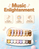 Juguete de Piano Xilófono 2 en 1 de 18 Teclas para Bebés, Piano de Golpeteo Manual para la Iniciación Musical de Niños Pequeños, Instrumento Educativo Temprano Montessori