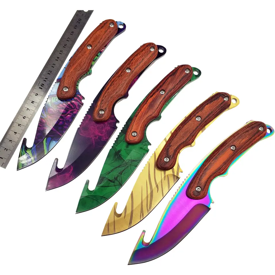 Stainless Steel Cs Go Gut Knife Counter Strike Tactical Fixed Blade Hunting Guthook Knives Straight Camping Knife With Opener