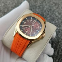 Montre mécanique automatique pour hommes, boîtier en acier inoxydable, bracelet en cuir de vache, cristal de saphir synthétique, cadran lumineux à grille de 42mm, 50M