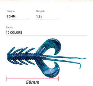 WEI 8cm/1.9g crevettes appâts souples leurre de pêche TPR flottant <span class=keywords><strong>écrevisse</strong></span>s actives salées pour plates-formes sans mauvaises herbes Jig Ned Split Drop Shot - Product Image 2