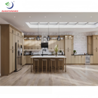 Fournisseur de meubles de cuisine en gros du Vietnam, armoires de cuisine RTA de taille américaine en bois massif MDF, style Shaker fin, chêne blanc