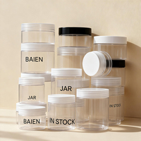 Frascos de cosméticos de perfil bajo de 10oz, botellas reciclables de lujo, tarro redondo para alimentos, embalaje vacío, tarro de crema de 50ml con tapa plateada