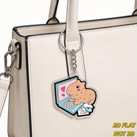 Porte-clés en acrylique Capybara mignon sur ordinateur portable, breloque technologique pour clés, sacs, sacs à dos, accessoire unique et fantaisiste