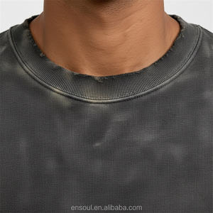Sudadera lavada con ácido de gran tamaño personalizada, camiseta de manga larga lavada sucia de doble capa de peso pesado para hombre - Product Image 2