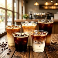 Afgeronde bodem PET plastic beker met deksel zonder rietje voor bubble tea, milk tea en koude dranken, U-vormige dikke buikbeker