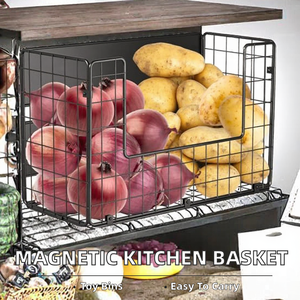 Magnetic-Mount Minimalist Modern Metal Kitchen <b>Storage</b> <b>Basket</b> Handles for Refrigerator Side-Hanging <b>Toy</b> <b>Storage</b>-Multi-Purpose - Product Image 2