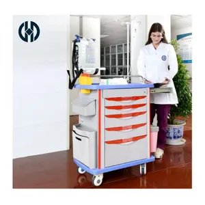 Manhua Hot Abs Wheel Tratamiento Equipo médico Camilla de acero para pacientes de emergencia, Abs Mobile Hospital Furniture Trolley Crash C