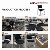 Chaise de conférence empilable moderne en cuir PU, chaise de visiteur avec base chromée, chaise de réunion de bureau