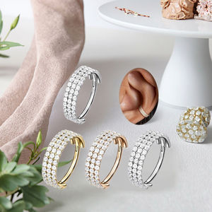 Xinfocus 다이스 귀걸이 연골 소라 나선 귀걸이 후프 클리어 CZ 힌지 세그먼트 <span class=keywords><strong>316L</strong></span> 외과 용 스틸 바디 피어싱 쥬얼리 - Product Image 2