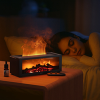 Diffuseur d'arômes USB pour bureau, humidificateur d'huiles essentielles avec télécommande, simulation de flamme de cheminée, ultrasonique domestique