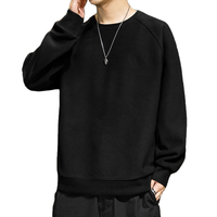 Pull personnalisé avec logo pour homme, en velours d'agneau épais, couleur unie, style polyvalent, avec manches raglan et col rond, chaud et doublé de velours pour l'hiver