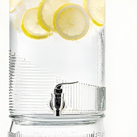 Distributeur de boissons en verre côtelé transparent avec robinet et couvercle, grand distributeur de boissons pour fêtes, mariages, buffets, vente en gros, OEM, ODM